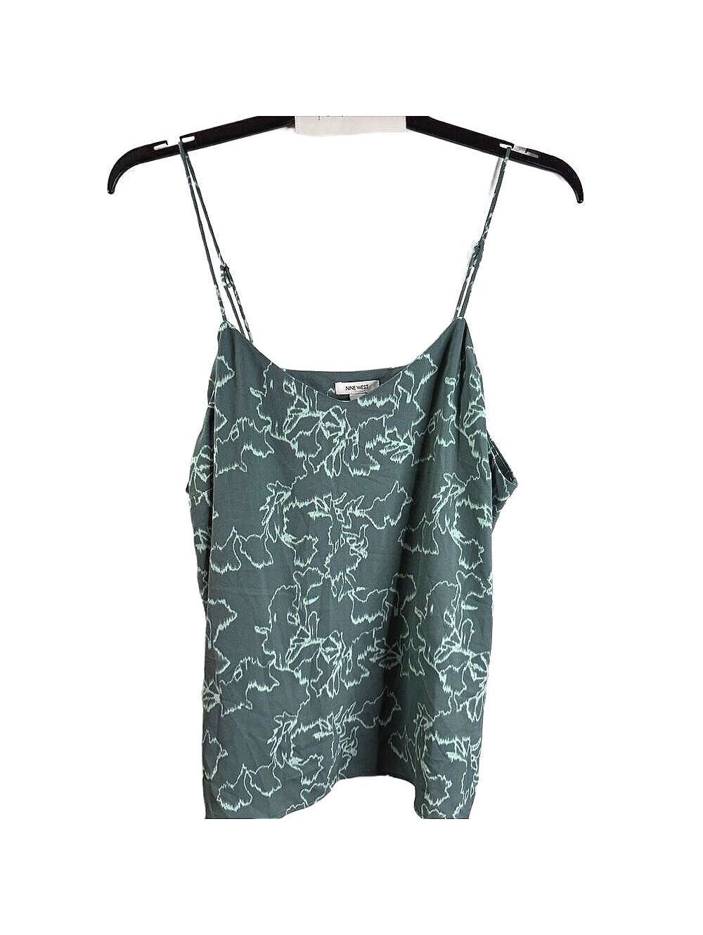 Nine West XXL Blue Green Floral Print Sleeveless Cami Tank Top NWOT